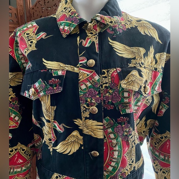 Vintage Moschino Jeans Winged Heart Women’s Denim Jacket. Size 10. 1990s/Y2K - Picture 4 of 11